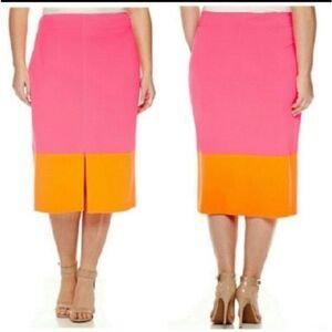 NWT PLUS Orange n pink pencil  skirt sz 22